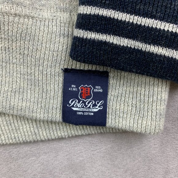 Ralph Lauren Polo Mens Sweater Medium Gray Blue Colorblock Crewneck Long Sleeve - Picture 4 of 8